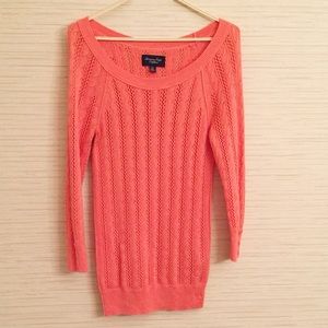 Bright peach 3/4 sleeve sweater